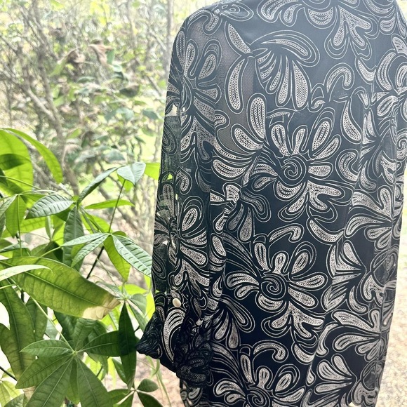 NY Collection Nwot Mature grandmacore black paisley business casual blouse - Picture 4 of 8